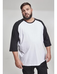 UC Men Contrasting raglan T-shirt with 3/4 sleeves wht/bl