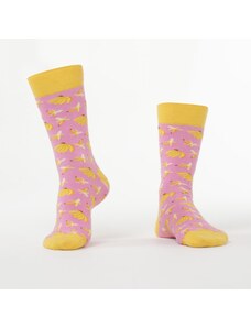 FASARDI Women's pink socks with bananas