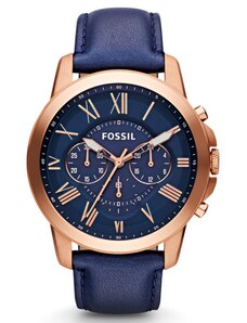 FOSSIL Analogni sat 'GRANT, FS4835' mornarsko plava / rozo zlatna