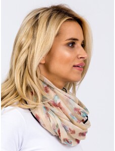 Fashionhunters Beige scarf with colorful feathers
