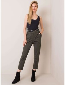Fashionhunters Khaki trousers with high waist