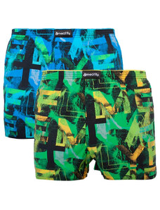 Set of two men's patterned shorts in green and blue Meatfly Agostino