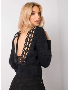 Fashionhunters Black sweater with back neckline