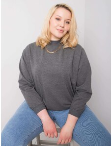 Fashionhunters Dark grey melange sweatshirt plus basic size