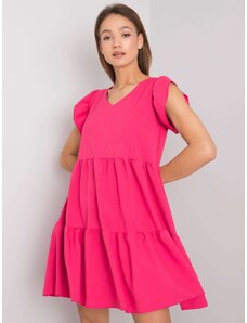 Fashionhunters RUE PARIS Ružičasta haljina s volanima