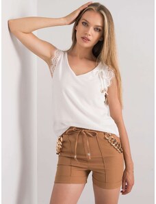 Fashionhunters White top with lace inserts