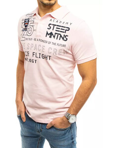 Muška polo majica s printom, ružičasta Dstreet