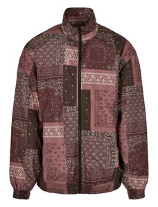Urban Classics Prijelazna jakna tamno smeđa / ljubičasto crvena / bijela