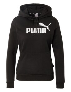 PUMA Sportska sweater majica 'ESSENTIAL Logo Hoodie' crna / bijela