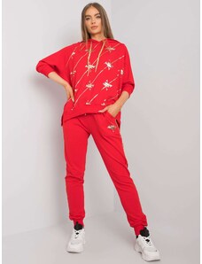 Fashionhunters Red sweatshirt with trousers