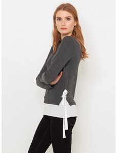Sivi džemper s umetkom košulje CAMAIEU - Žene