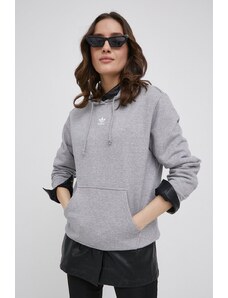 Pamučna dukserica adidas Originals ženska, boja siva, s kapuljačom, HF7512-MGREYH