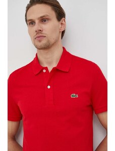 Pamučna polo majica Lacoste boja: crvena, glatki model, PH4012-001