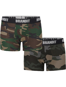 Brandit Boxer Shorts Logo 2er Pack woodland/darkcamo