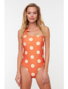 Trendyol narančasti točkasti uzorak jednoslojni kupaći kostim s uzorkom