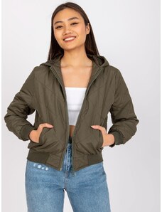 Fashionhunters Women's short jacket with quilting Larah - khaki