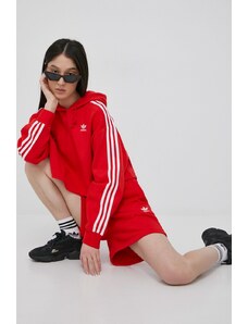 Dukserica adidas Originals Adicolor za žene, boja: crvena, s kapuljačom, s aplikacijom, HC2017-VIRED