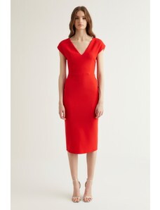 Trendyol X Dilek Hanif crvena V-izrez haljina