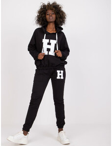 Fashionhunters Black cotton hoodie Natela