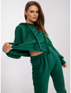 Fashionhunters Basic dark green tracksuit with oversize sweatshirt