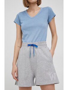 Kratke hlače Woolrich za žene, boja: siva, glatki materijal, visoki struk, CFWWSH0016FRUT2978-3989