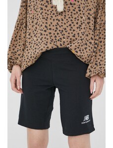 Kratke hlače New Balance za žene, boja: crna, glatki materijal, visoki struk, US21501BK-BK
