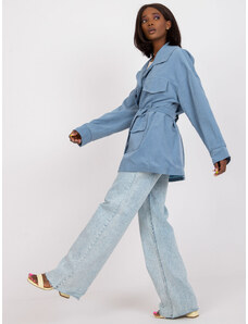 Fashionhunters Blue short coat with belt