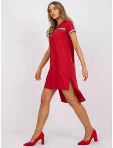 Fashionhunters Crvena asimetrična haljina od pamuka
