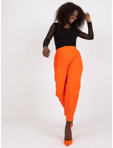 Fashionhunters Narančaste tkanine hlače s ravnim nogama RUE PARIZ
