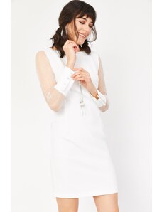 Lafaba ženska bijela čipkasta mini haljina olovkom