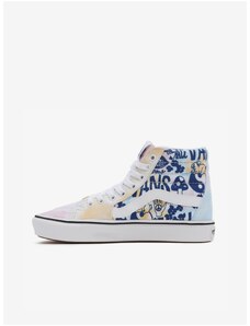 Blue and White Womens Patterned Ankle Sneakers VANS UA Comfy Cush S - Ladies