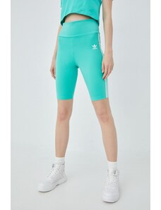 Kratke hlače adidas Originals Adicolor za žene, boja: zelena, s aplikacijom, visoki struk, HE9503-HIREGR