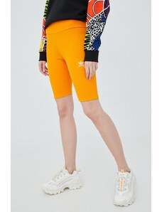 Kratke hlače adidas Originals Adicolor za žene, boja: narančasta, s aplikacijom, visoki struk, HF7483-BORANG