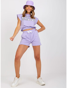 Fashionhunters Purple two-piece sweatshirt with shorts