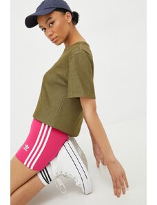 Kratke hlače adidas Originals Adicolor za žene, boja: ružičasta, s aplikacijom, visoki struk, HG6123-REMAG