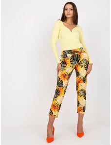 Fashionhunters Cotton sweatpants with yellow pattern