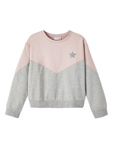 NAME IT Sweater majica 'Vibba' siva melange / puder roza