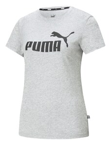 PUMA Tehnička sportska majica 'Essential Logo Tee' siva melange / crna