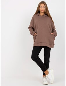 Fashionhunters Basic brown sweatshirt with pockets