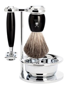 Mühle VIVO MÜHLE Shaving set, pure badger, with safety razor, handle material made of high-grade resin black