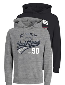 JACK & JONES Sweater majica 'Ethan' noćno plava / siva melange / crvena / bijela