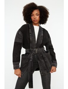 Trendyol antracit boja blok remen oversize traper jakna