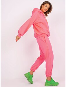 Fashionhunters Fluo pink set of women's hoodie Liana