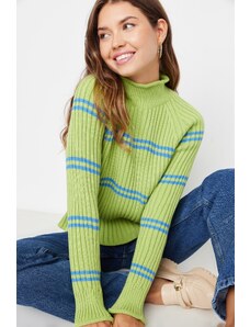 Trendyol zeleni prugasti džemper od pletenine