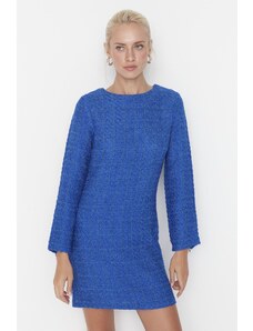 Trendyol plava tweed tkana haljina