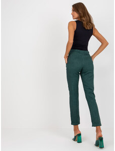 Fashionhunters Tamnozelene hlače od ženske tkanine