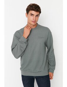 Trendyol Mint Relaxed Fit Crew Neck Minimal Text Printed Sweatshirt