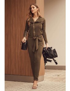 FASARDI Women's overall with tie at the waist in khaki color