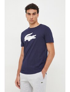 Majica kratkih rukava Lacoste za muškarce, boja: tamno plava, s tiskom