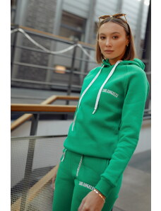 FASARDI Warm women's tracksuit with "Los Angeles" lettering green